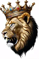 lion roaring wearing a crown tattoo design idea