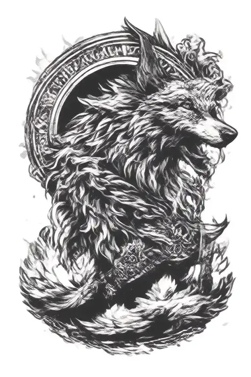howling fenrir viking norse wolf tattoo design idea