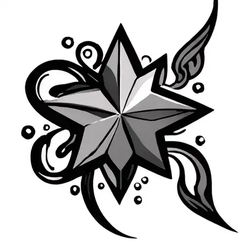 stars and swirls outline for a tattoo about 5 inches long by 2 inches wide, easy to draw tattoo design idea