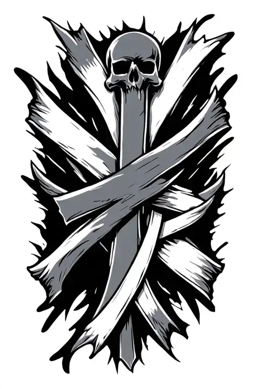 rebel flag cross wrapped tattoo design idea