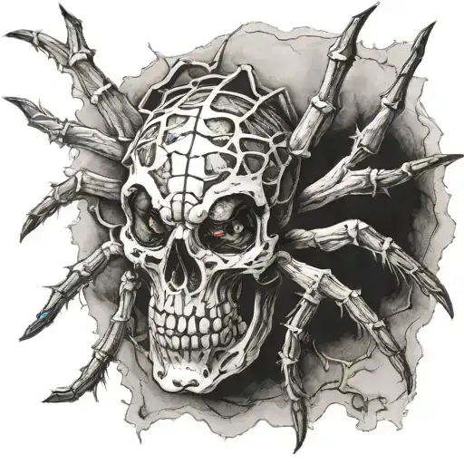 spider with a skull inside tattoo design idea