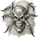 spider with a skull inside tattoo design idea