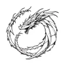 Create a tattoo design combining Meliodas’ dragon symbol from Seven Deadly Sins with the structure of the dopamine molec tattoo design idea