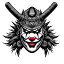 samurai mask with clown eyes tattoo design idea