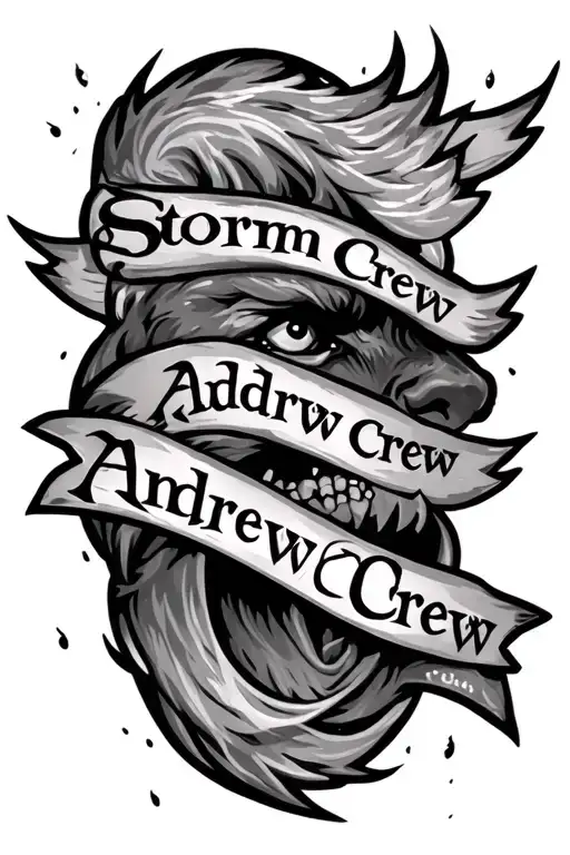 Storm Crew Andrew kids names incorporated tattoo design idea
