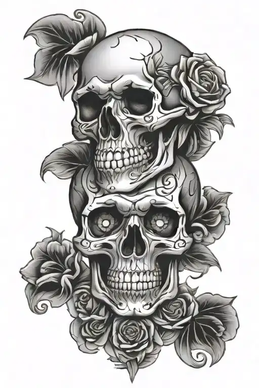 traditional skull with diamond eyes tattoo design idea