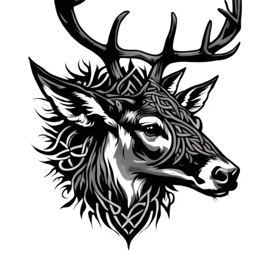 holy trinity symbol celtic deer head tattoo design idea