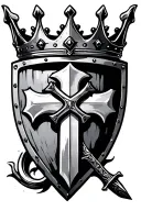 Crown, sword, shield cross royalty, christian tattoo design idea