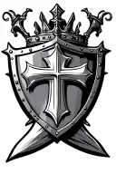 Crown, sword, shield cross royalty, christian tattoo design idea