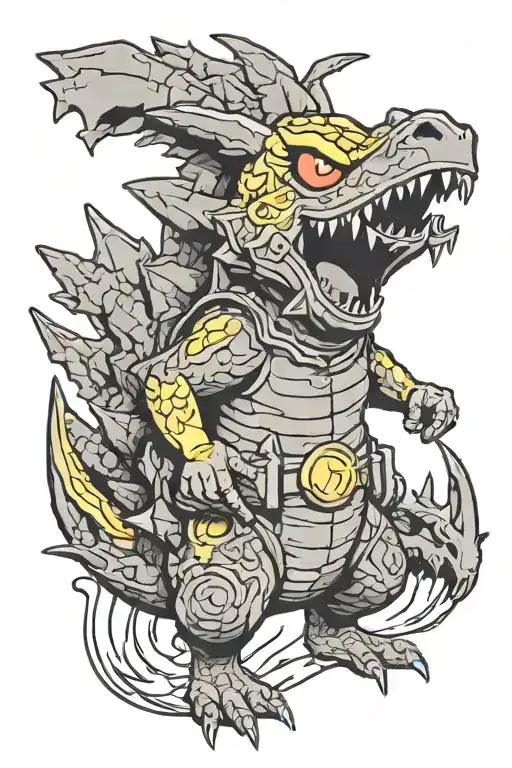Pikachu dressed like godzilla tattoo design idea