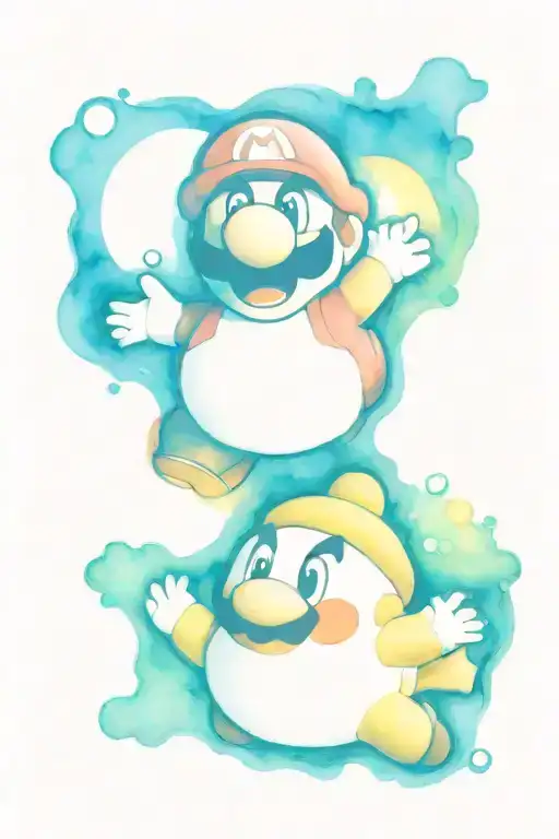 Mario Bros characters tattoo design idea
