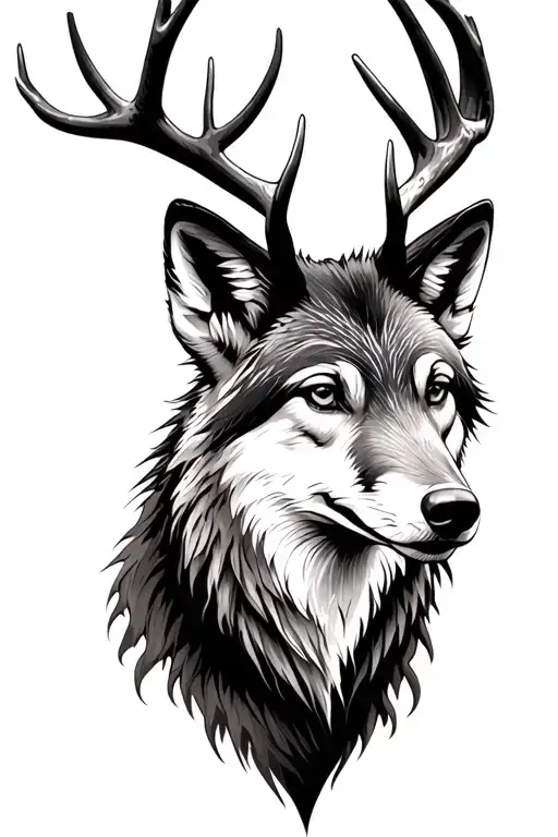 Deer, wolf, fox, badger tattoo design idea
