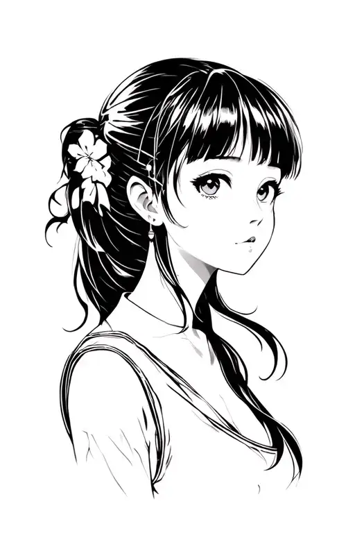 anime girl tattoo design idea