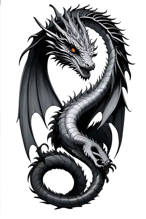 dragon and fairy tattoo design idea