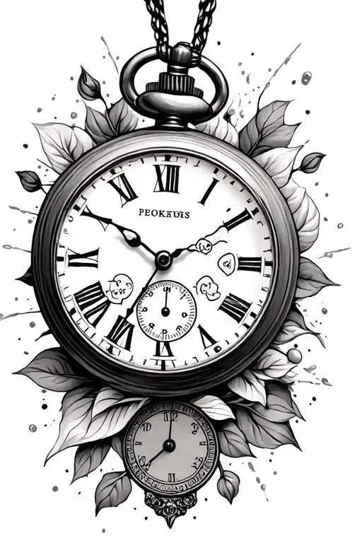 pocket watch tattoo design idea