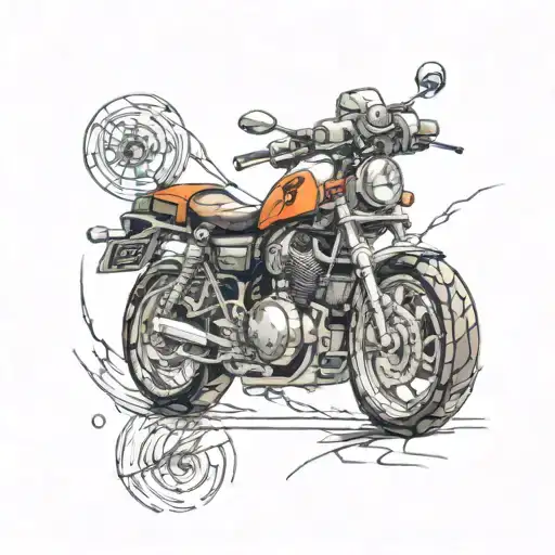 akira motor bike trail winding tattoo design idea