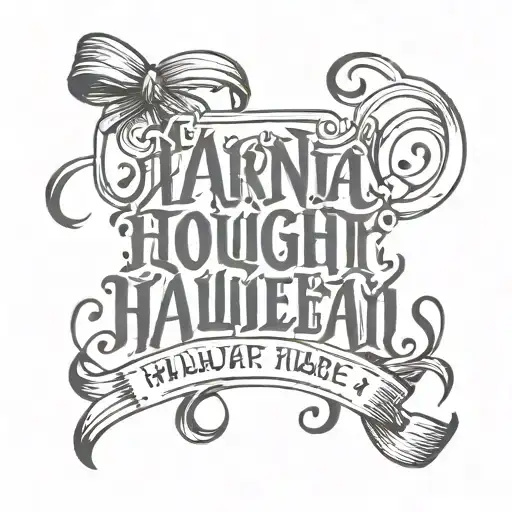 minimal script words "hard fought hallelujah" with bow tattoo design idea
