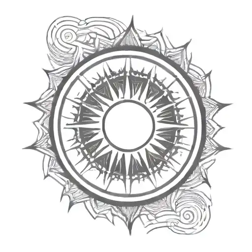 Sun with blank center with flares extending outwards tattoo design idea