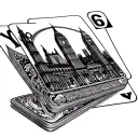 playing card with London skyline tattoo design idea