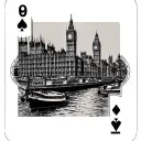playing card with London skyline tattoo design idea