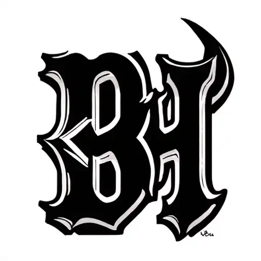 cattle brand using a capital backwards  B and a capital H next to each other tattoo design idea