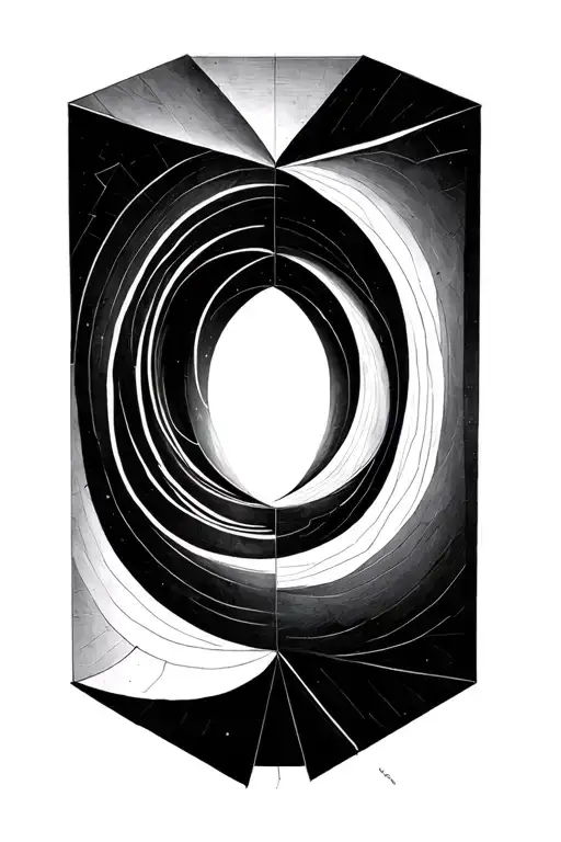 geometric spiral merging in tesseract cube tattoo design idea