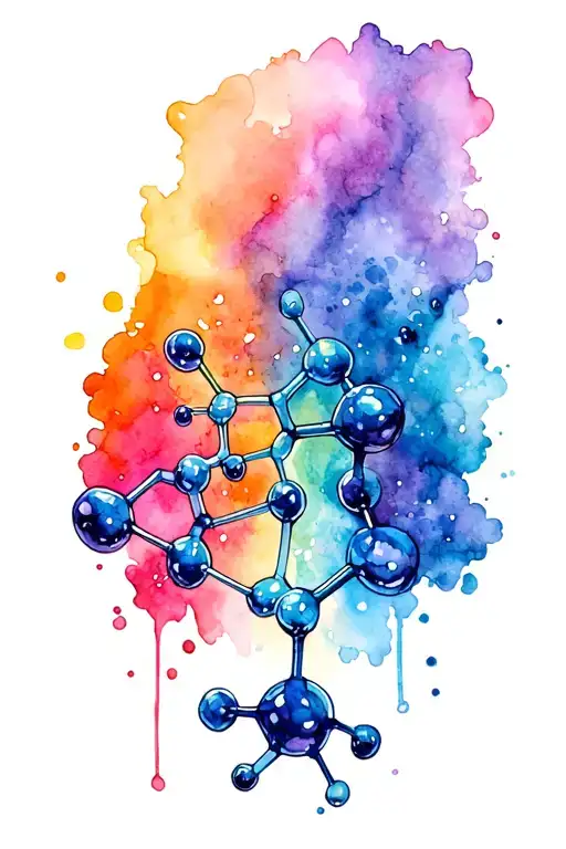 oxitocine molecule at the bottom tattoo design idea