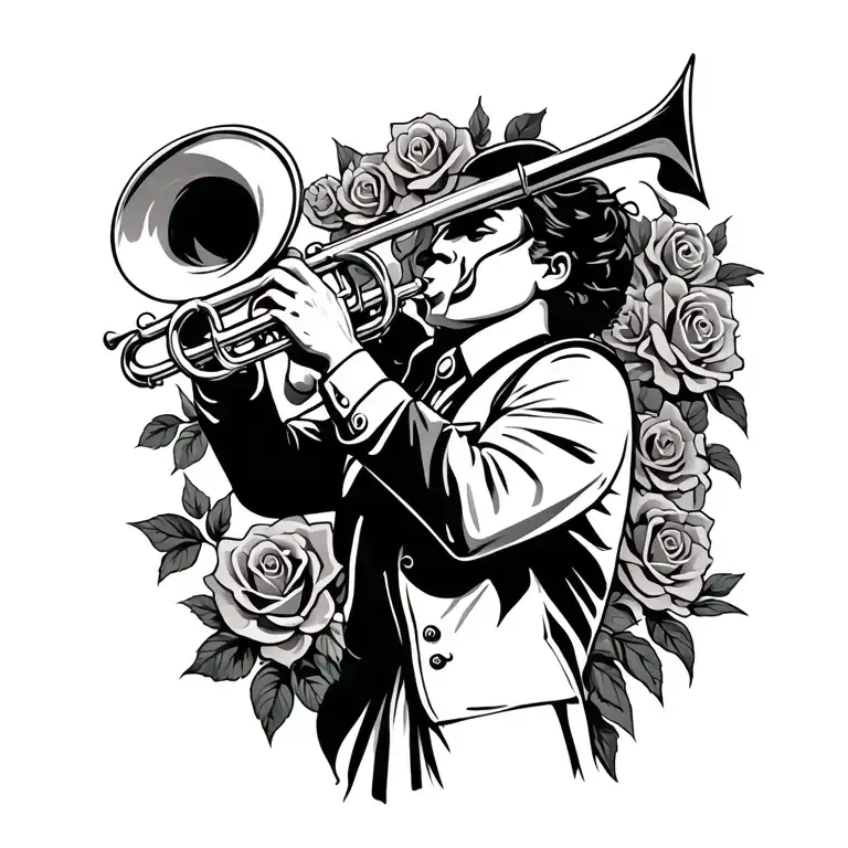 roses playing in a parade marching band tattoo tattoo design idea