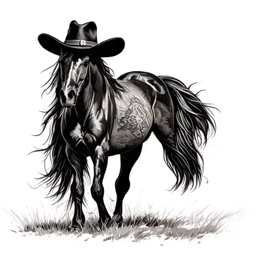 Horse with Red Dead Redemption 2 hat tattoo design idea
