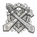 Warcraft axe and shield crossed tattoo design idea
