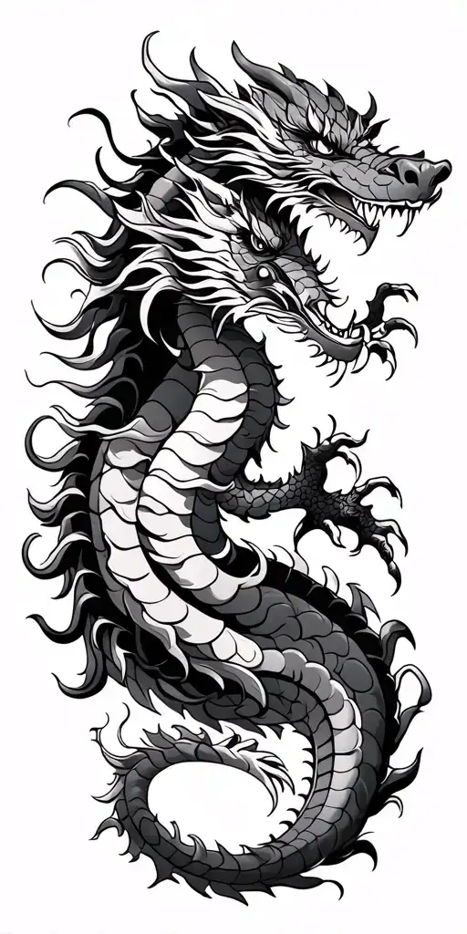 japanese dragon coiled tattoo design idea