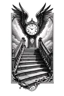 heaven stairs clock wings tattoo design idea