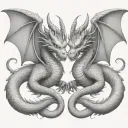 two-headed dragon  Siamese brother tattoo design idea
