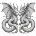 two-headed dragon  Siamese brother tattoo design idea