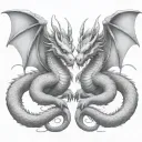 two-headed dragon  Siamese brother tattoo design idea