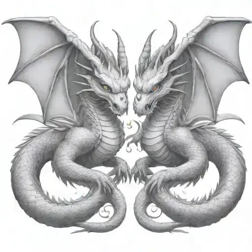two-headed dragon  Siamese brother tattoo design idea