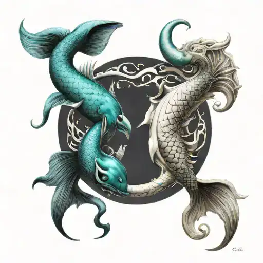 bring together the signs Pisces and Aries in one creation. tattoo design idea