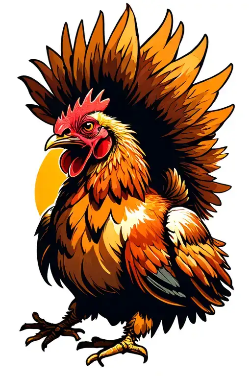 chicken with cut throat reserected like a phoenix rising tattoo design idea