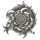 facet snow grain fighting rounded snow grain tattoo design idea