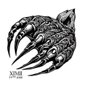 bear claw with roman numeral date of August 5th, 2000 tattoo design idea