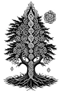 Celtic and nordic family tree tattoo design idea