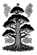 Celtic and nordic family tree tattoo design idea