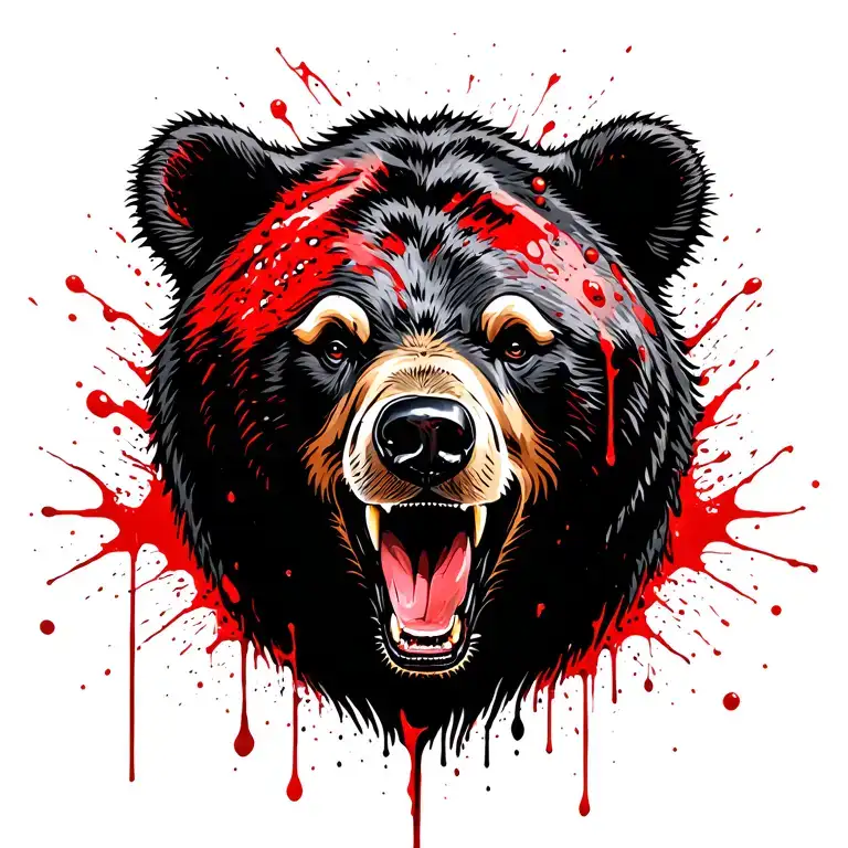Bears that are aggressive, cruel, bloody, and respectable. tattoo design idea