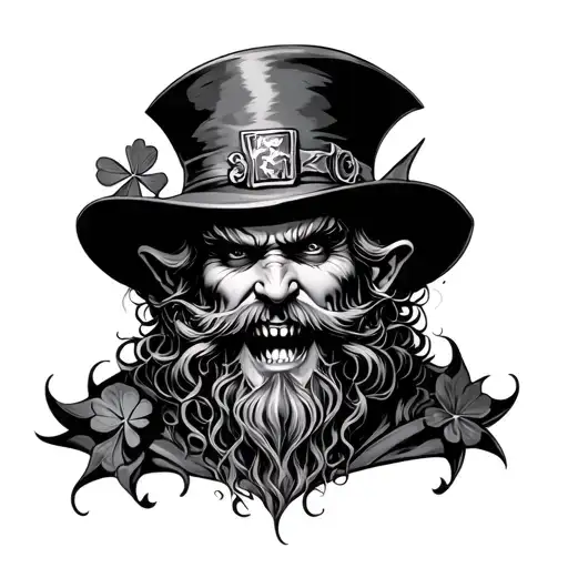 demonic leprechaun realistic tattoo design idea