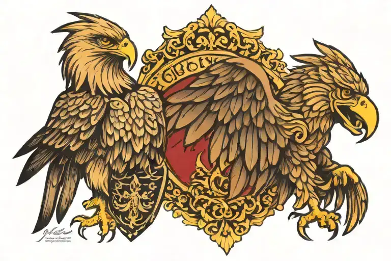 german golden eagle and spanish imperial eagle tattoo design idea