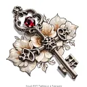 gothic key tattoo small with Garnet  tattoo design idea