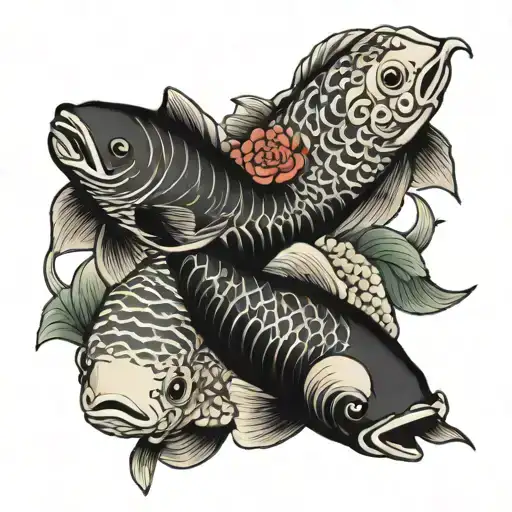ying yang koi fish tattoo design idea