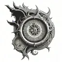 clock with cracks tribal tattoo design idea