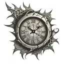 clock with cracks tribal tattoo design idea