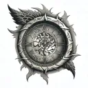 clock with cracks tribal tattoo design idea